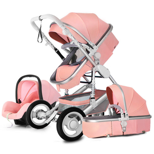 High Landscape Baby Stroller 3 in 1 Hot Mom Baby Stroller Luxury Travel Pram Carriage Basket Baby Car seat and Stroller