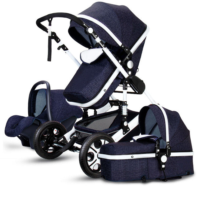 High Landscape Baby Stroller 3 in 1 Hot Mom Baby Stroller Luxury Travel Pram Carriage Basket Baby Car seat and Stroller