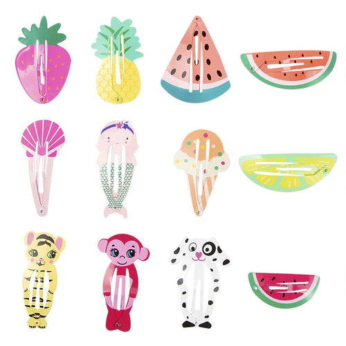 6PCS/lot Baby Girls Cute Cartoon Animal Fruit Hair pins Kids BB Hair Clip Children Barrette Hairpin Accessories Birthday Gift