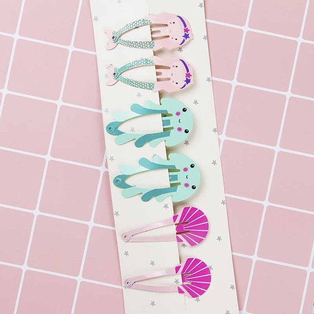 6PCS/lot Baby Girls Cute Cartoon Animal Fruit Hair pins Kids BB Hair Clip Children Barrette Hairpin Accessories Birthday Gift