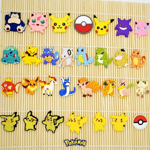 10PCS Pokemon Go Flatback Soft PVC DIY Craft For Wristband/Clog/Phone Case/Keychain/Bookmark/Glasses Kid Boys Party Gift