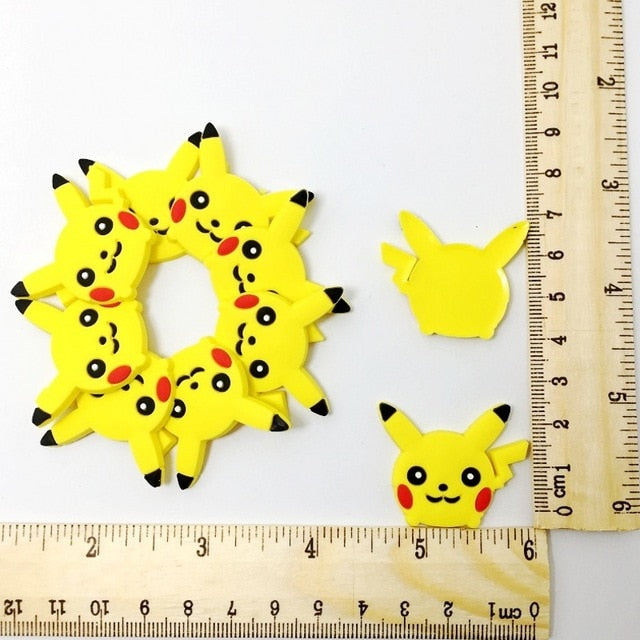 10PCS Pokemon Go Flatback Soft PVC DIY Craft For Wristband/Clog/Phone Case/Keychain/Bookmark/Glasses Kid Boys Party Gift