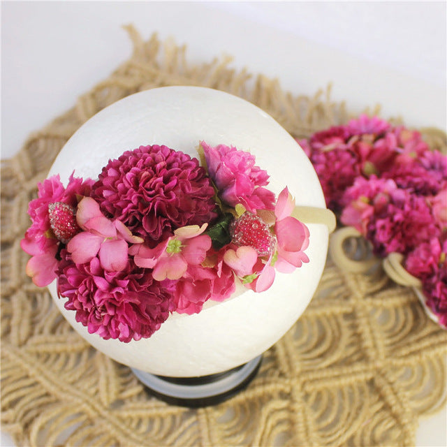 BalleenShiny Princess Flower Headband Newborn Baby Boy Girl Artificial Floral Photography Prop Hair Accessories Infant Headwear